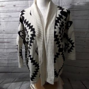 Azteca cream and black cardigan. One size, fits like a large.